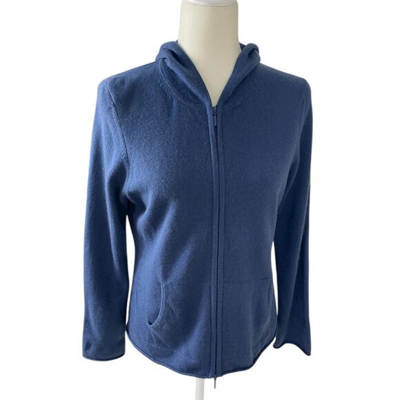 Lord & Taylor 100% Two-Ply Cashmere Full Zip Hoodie Women's Size LP Quiet Luxury - Picture 4 of 12